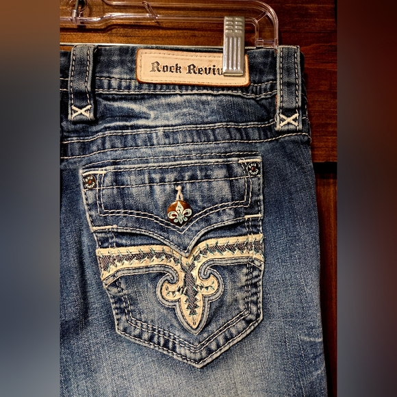 Rock Revival Distressed Blue Flare Jeans - Picture 7 of 13